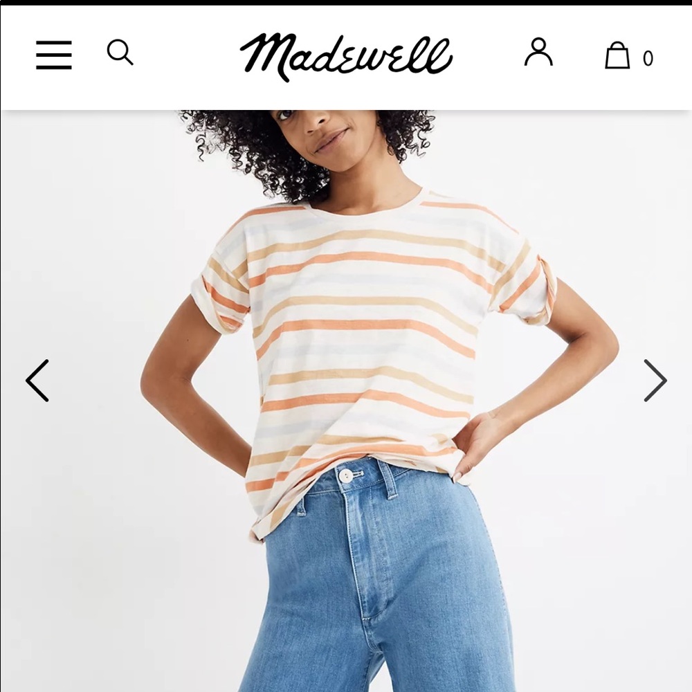 Madewell Whisper Cotton Crewneck Tee in Birchmont Stripe- XS